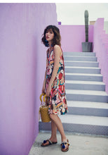 Load image into Gallery viewer, Bohemian Style Beach Holiday Print Sling Dress Mini Dress
