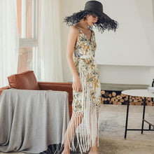 Load image into Gallery viewer, Bohemian Floral Fringe Sling Bag Hip Dress Midi Dress