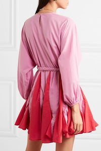 Color Stitching Ethnic Mini Dress