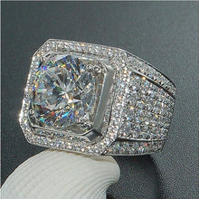 Load image into Gallery viewer, Fashion ring new domineering men&#39;s diamond ring full diamond micro-set ring silver