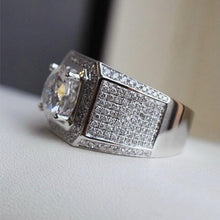 Load image into Gallery viewer, Fashion ring new domineering men&#39;s diamond ring full diamond micro-set ring silver