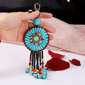 Ethnic Style Hand-woven Flower Key Chain Bag Hanging Ornaments