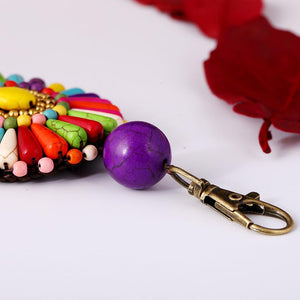 Ethnic Style Hand-woven Flower Key Chain Bag Hanging Ornaments