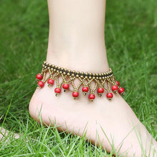 Load image into Gallery viewer, National wind foot decoration beach new multi-layer ball beads turquoise woven anklet female retro original