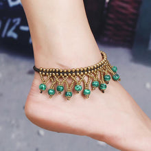 Load image into Gallery viewer, National wind foot decoration beach new multi-layer ball beads turquoise woven anklet female retro original