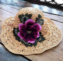 Load image into Gallery viewer, Yunnan ethnic style fashion embroidered hat visor three-dimensional flower embroidery cap folding cap