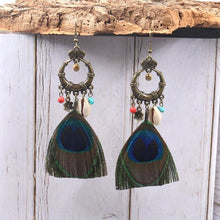 Load image into Gallery viewer, Ethnic Style Peacock Feather Shell Accessories Bohemian Earrings