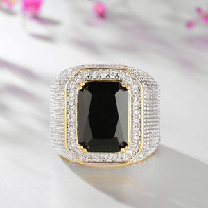 Imitated Diamond ring hip hop domineering square sapphire ring