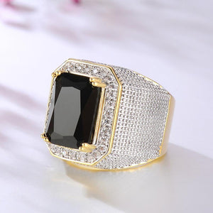 Imitated Diamond ring hip hop domineering square sapphire ring