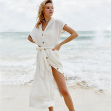 Load image into Gallery viewer, Button Cardigan Sunscreen White Beach Dress