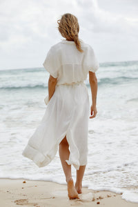 Button Cardigan Sunscreen White Beach Dress