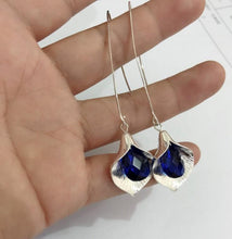 Load image into Gallery viewer, Orchid Enamel Crystal Silver Earrings