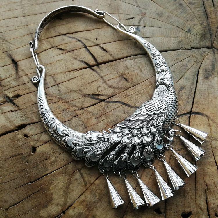 National wind seedling silver peacock collar wild Chinese style