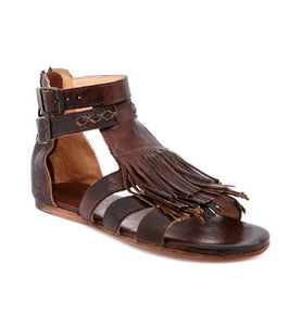 Fringed Belt Buckle Open Toe Hollow Flat Sandals