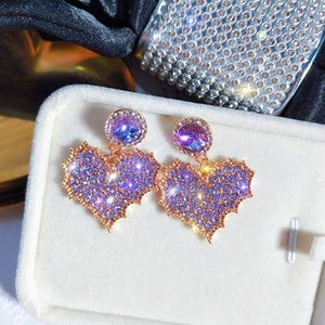 S925 Dreamy Love Purple Diamond Stud Earrings