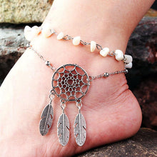 Load image into Gallery viewer, Footwear fashion irregular natural peacock turquoise openwork feather anklet
