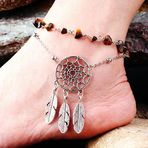 Footwear fashion irregular natural peacock turquoise openwork feather anklet