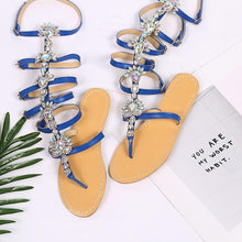 Load image into Gallery viewer, Flat bottom toe sandals rhinestone high to help women&#39;s shoes