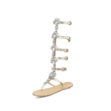 Load image into Gallery viewer, Flat bottom toe sandals rhinestone high to help women&#39;s shoes