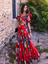 Load image into Gallery viewer, Bohemian Sexy Navel Print Long Dress