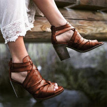 Load image into Gallery viewer, Plain Chunky High Heeled Peep Toe Date Travel Platform Sandals