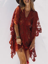 Load image into Gallery viewer, Bohemian Sexy Red Lace Mini Dress