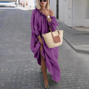 Casual Solid Color Large Size Long Dress