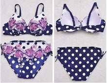 Load image into Gallery viewer, Plus Size Polka Dot Printed High Waist Backless Bikinis Sets Swimwear For Women