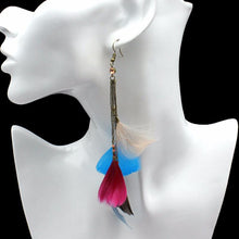 Load image into Gallery viewer, Natural Feather Tassel Retro Earrings