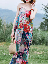 Load image into Gallery viewer, Bohemian Sling Print Stitching Long Dress
