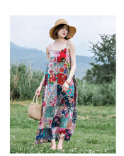Load image into Gallery viewer, Bohemian Sling Print Stitching Long Dress