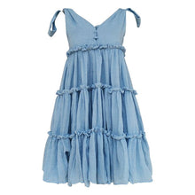 Load image into Gallery viewer, V-neck Lace-up Stitching Large Swing Mini Dress