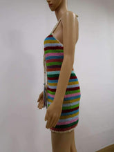Load image into Gallery viewer, Colorful Striped Halter Knit Sexy Mini Dress