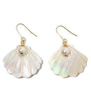 Load image into Gallery viewer, Large Scallop with Pearl Shape Holiday Earrings