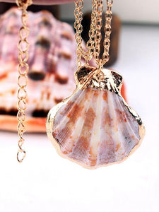 Bohemian Natural Shell Conch Scallop Clavicle Chain Necklace