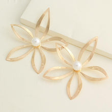Load image into Gallery viewer, Fashion Alloy Large Flower Inlaid Pearl Earrings