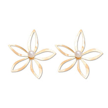 Load image into Gallery viewer, Fashion Alloy Large Flower Inlaid Pearl Earrings
