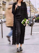 Load image into Gallery viewer, Lace Fringed Loose Chiffon Cardigan Dress