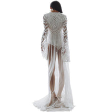 Load image into Gallery viewer, Lace Mesh Yarn Embroidery Solid Color Beach Long Dress