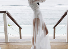 Load image into Gallery viewer, Lace Mesh Yarn Embroidery Solid Color Beach Long Dress