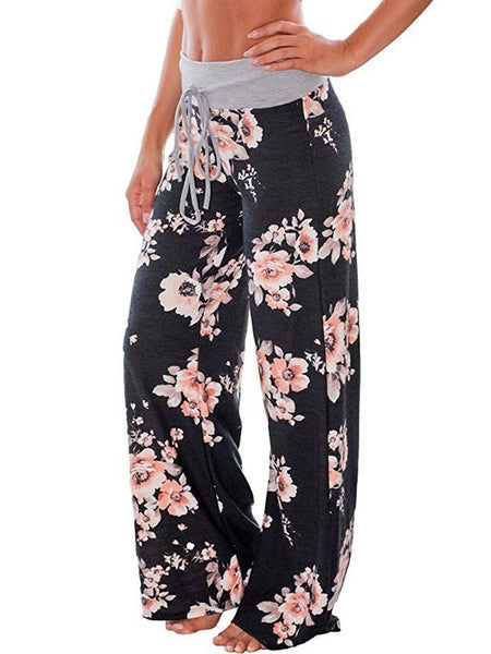 Fashion Printed Loose Straight Lace Trousers