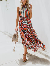 Load image into Gallery viewer, Sleeveless Rainbow Striped Print Dress