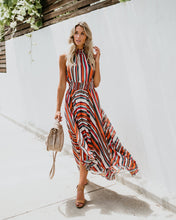 Load image into Gallery viewer, Sleeveless Rainbow Striped Print Dress