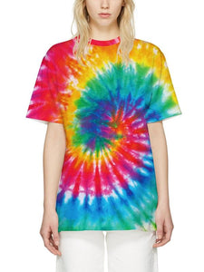 Mixed Color Tie-dyed Digital Printing Casual Breathable Bottoming Shirt