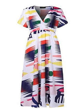 Load image into Gallery viewer, Printed Short-sleeved V-neck European and American Casual Long Dress