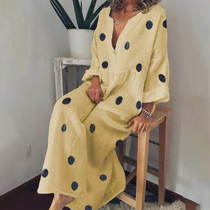Bohemian Solid Color Polka Dot Print Dress