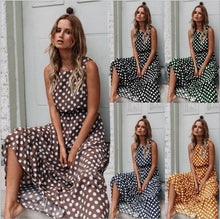 Load image into Gallery viewer, Fashion Printed Wave Point Round Neck Long Dress