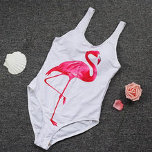 Load image into Gallery viewer, Women sexy flamingo one piece swimsuit cartoon print Beachwear