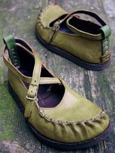 Load image into Gallery viewer, Vintage Artificial Leather  Flats Slip On Cross buckle Solid Ladies