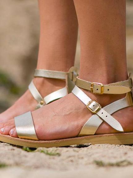 Summer Comfort Flat Bottom Button with Bow Sandals